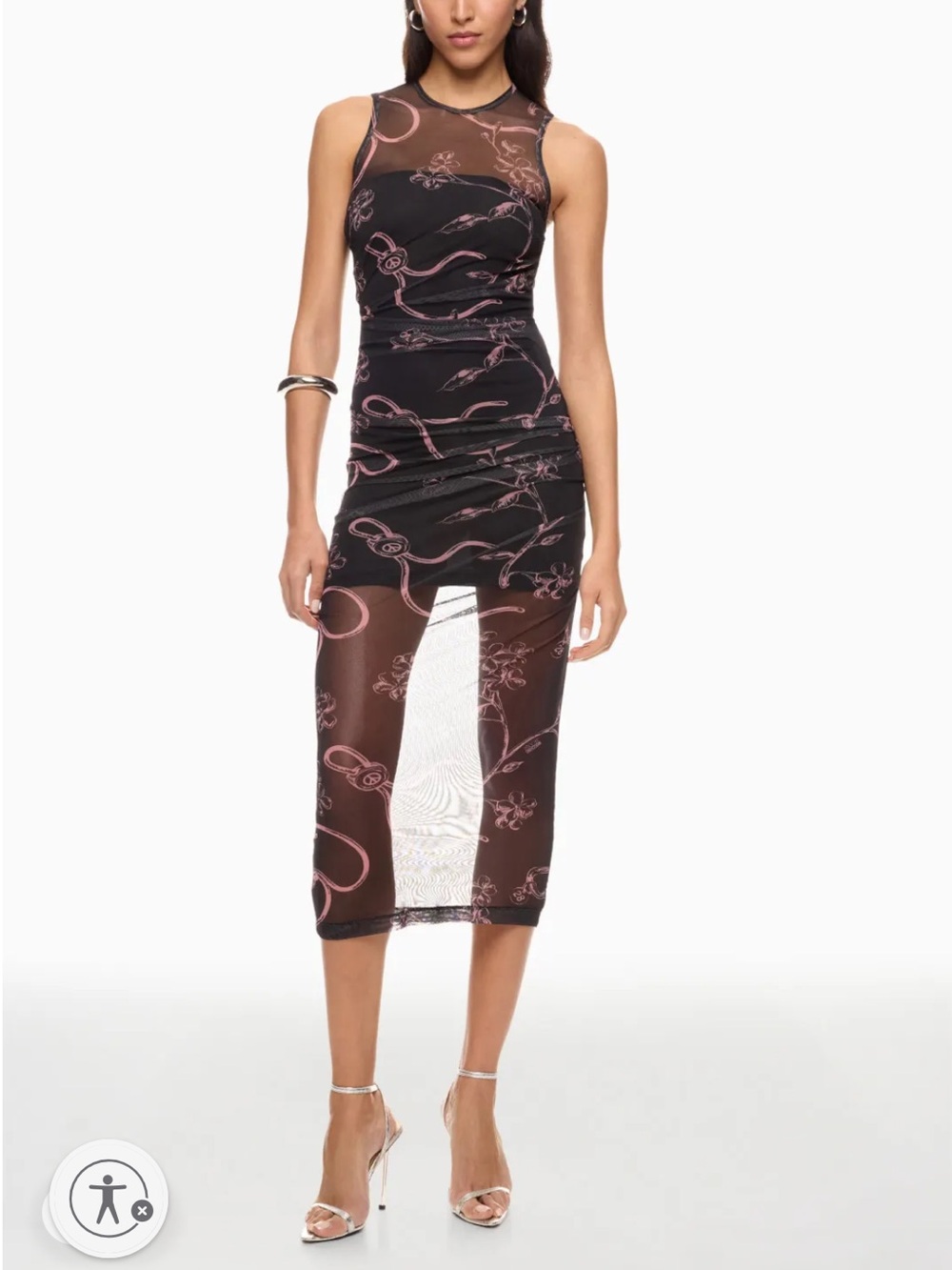 Moschino Floral Tulle Print Midi Dress